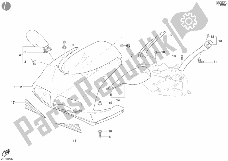 Alle onderdelen voor de Motorkap van de Ducati Superbike 998 Matrix Single-seat 2004